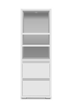 Conveniente Libreria salvaspazio con 2 cassetti, finitura Bianco opaco