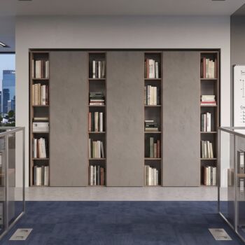 Libreria da ufficio con ante e vani a giorno, Bronzo e Mercure