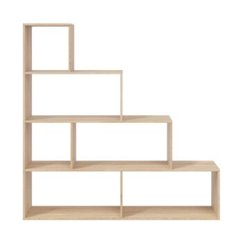 Libreria divisoria bifacciale, design moderno, finitura Rovere
