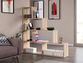Libreria divisoria bifacciale, design moderno, finitura Rovere