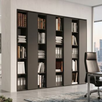 Libreria da ufficio, 4 ante, finitura Lava, L.224
