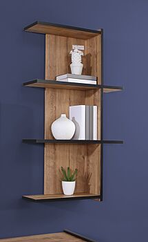 Libreria sospesa industry, finitura Rovere Waterford e Nero