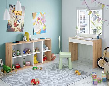 Libreria rovere nodi e bianco opaco, 6 ripiani