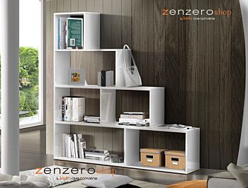 Libreria moderna BOOK a scala, made in Italy, 4 ripiani