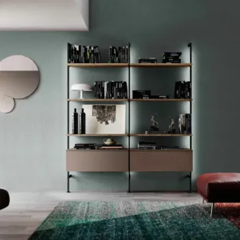 libreria con pensile a muro