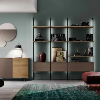 libreria con telaio a muro