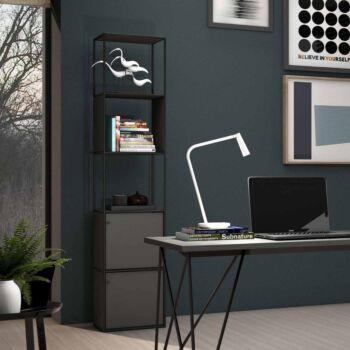 Libreria moderna colore Grigio laccato, L.40 cm  stile di design