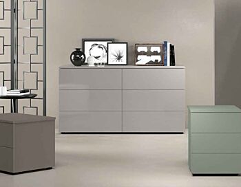 Comò moderno a 6 cassetti in finitura Grigio Seta