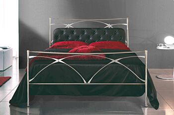 Letto ferro battuto moderno Ron in finitura Argento lucido