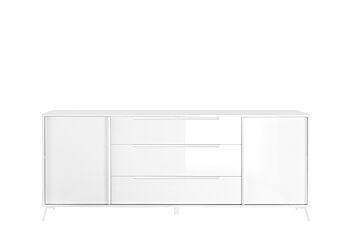 Madia moderna 2 ante 3 cassetti in finitura Bianco Laccato Lucido