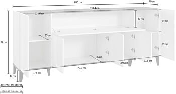 Credenza moderna 200 cm Pero e Ardesia
