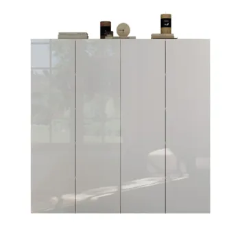 Scarpiera bassa 4 ante, 126x116x35 h cm, Bianco lucido