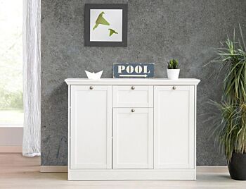 Madia, credenza con 3 ante e 1 cassetto finitura bianca