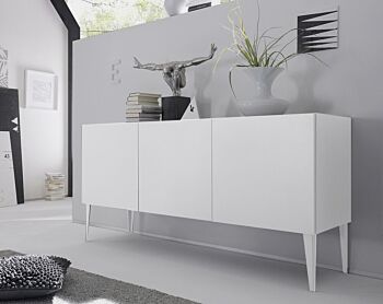 Credenza Moderna online, Madia di design, 3 ante, bianco opaco con piedini