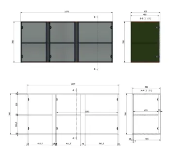 credenza rossa con piedi