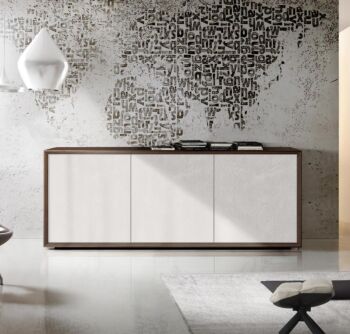Credenza Moderna, Madia di Design, 3 ante, Teak e Calce