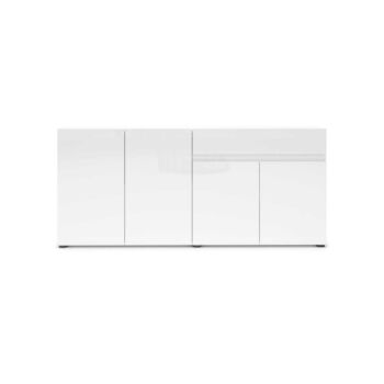 Sala in offerta composta da 2 madie moderne, finitura Bianco lucido