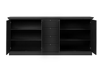 Madia, credenza con 4 ante e 4 cassetti finitura Grigio antracite