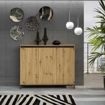 Madia alta in offerta a 3 ante, finitura Rovere Artisan nuova
