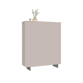 Madia alta a 2 ante, L.130 H.154 P.43, in finitura Cashmere e piedini Lava