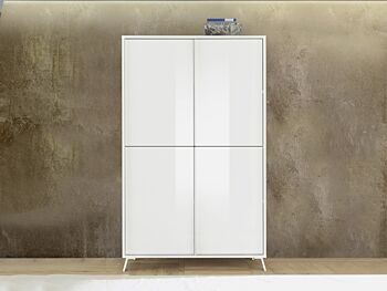 Madia alta per cucina 4 ante in finitura Bianco Lucido