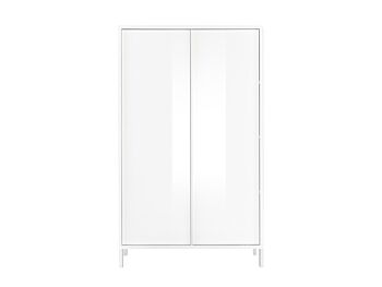 Madia alta per cucina, stile moderno, finitura bianco laccato lucido