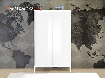 Madia alta per cucina, stile moderno, finitura bianco laccato lucido