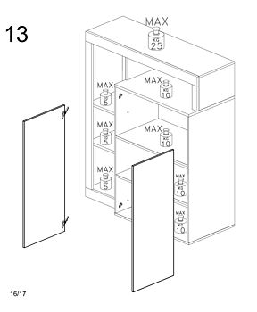 Madia alta di design con 2 ante in finitura bianco laccato lucido e Cemento