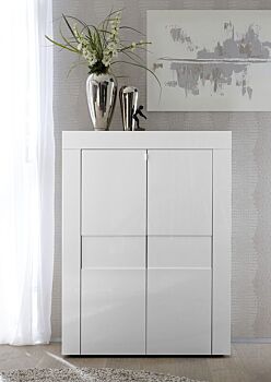 Madia di Design a 2 ante Alta, Bianco Lucido