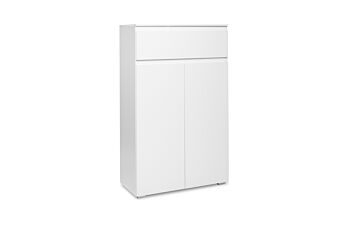 Madia alta dal design semplice con 2 ante e 1 cassetto finitura Bianco opaco