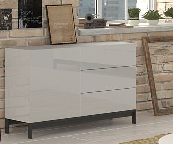Madia moderna, 3 cassetti 1 anta in finitura bianco lucido