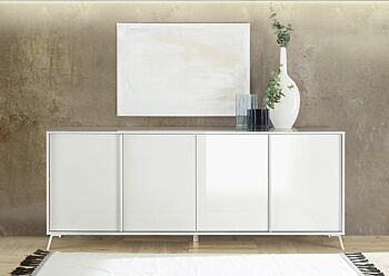 Madia moderna 4 ante in finitura Bianco Lucido