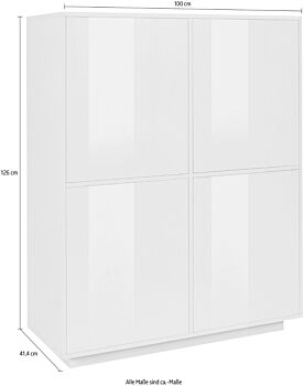 Madia moderna di design in finitura antracite laccato lucido con quattro ante