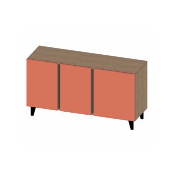 credenza rossa con piedi