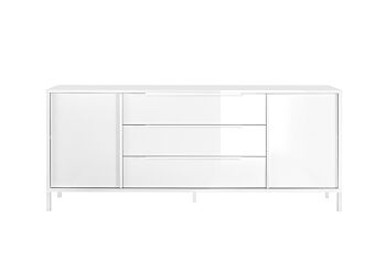 Madia 2 ante 3 cassetti, stile moderno, finitura bianco lucido
