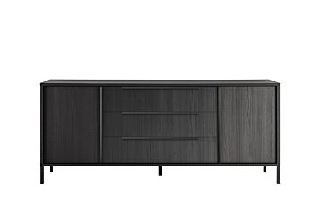 Madia 2 ante 3 cassetti, stile moderno, finitura frassinato nero