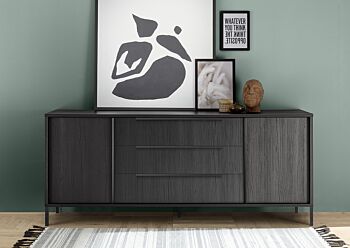 Madia 2 ante 3 cassetti, stile moderno, finitura frassinato nero