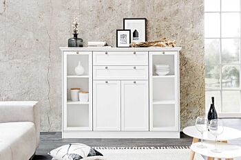 Madia, credenza con 4 ante e 2 cassetti finitura bianca