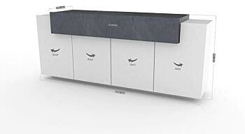 madia moderna bianca con cassetto rovere