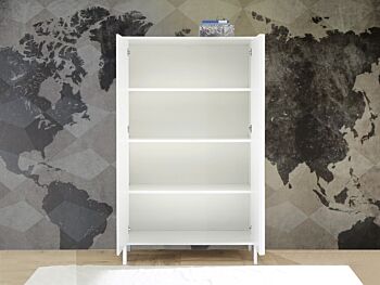 Madia alta per cucina, stile moderno, finitura bianco laccato lucido
