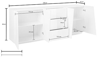 Madia credenza 4 ante 3 cassetti in finitura ardesia