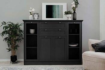 Sala completa in stile scandinavo in finitura grigio antracite 