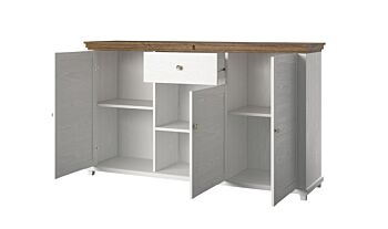 Madia 3 ante e 1 cassetto, finitura bianco frassinato e rovere 