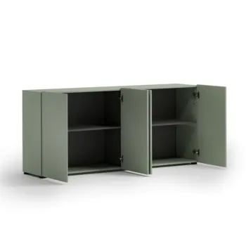 Mobile da ufficio 4 ante, finitura Verde salvia, 180x79x38 h cm