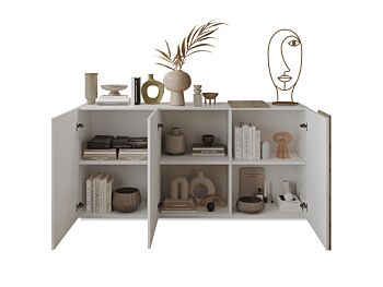 Credenza moderna Kadiz e Bianco Lucido, Made in Italy