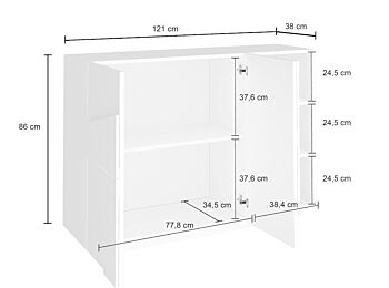 Madia moderna con 3 ante dal disegno geometrico in finitura Ardesia