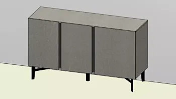 Madia 3 ante con maniglie a gola, finitura Graniglia chiara Made in Italy