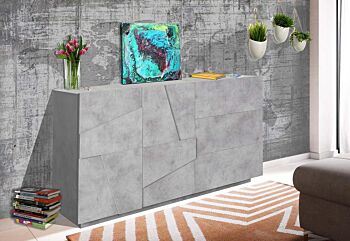 Madia moderna con 3 cassetti e 2 ante con disegno geometrico in Beton