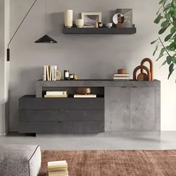 credenza 2 porte 3 cassetti grigia