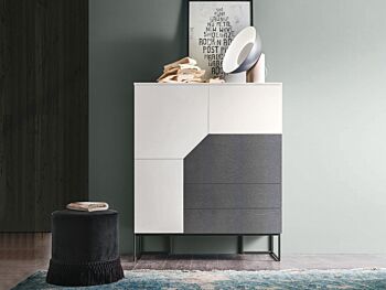 Madia contenitore, bianco gesso e cemento scuro